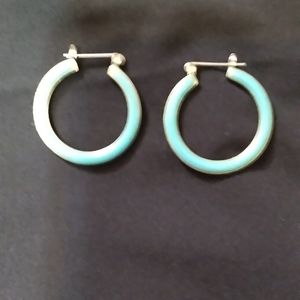 Vintage Mint Green Enamel Hoop Earrings